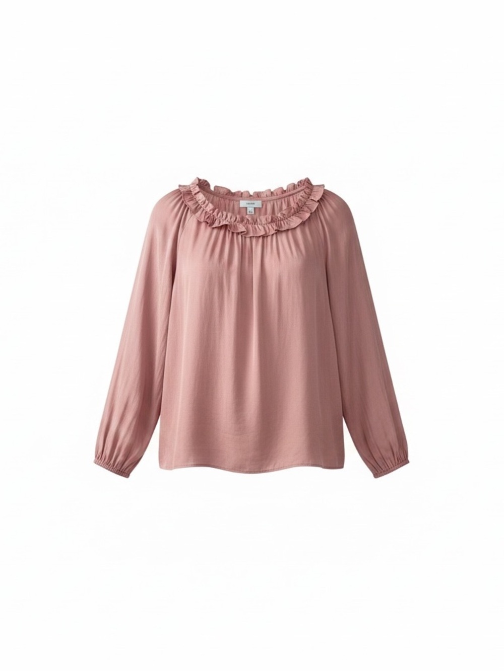 J. Crew Blush Pink Ruffle-Neck Long sleeve blouse